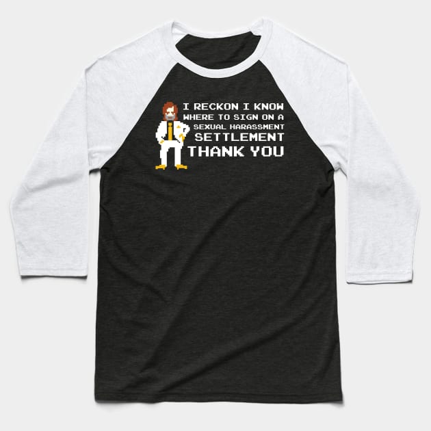 Signing the Sexual Harassment Settlement Baseball T-Shirt by NerdShizzle